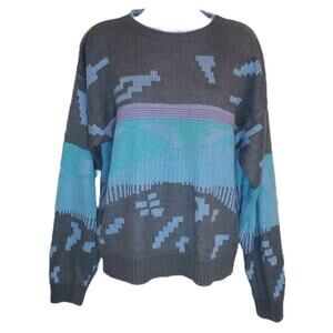 VTG 90's Saturdays Patterned Pastel Western Style Sweater SZ XL